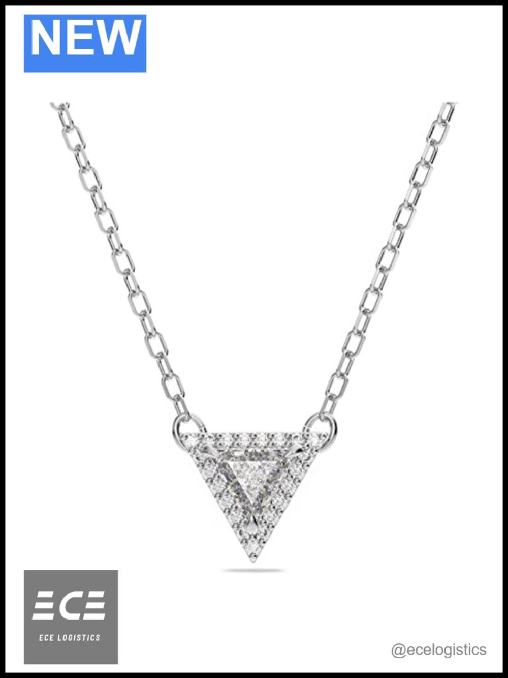 Swarovski Ortyx Crystal Necklace Rhodium Plated Box Chain Jewelry